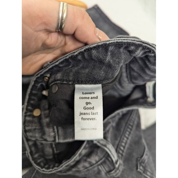 PACSUN Black Wash Denim Mom Jean Size 26 High Rise Straight Leg 28" inseam H12 - Picture 4 of 9